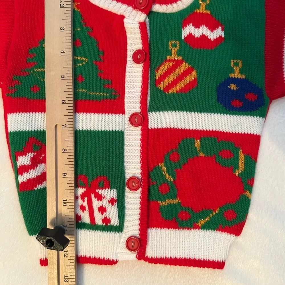 Vintage Hot Fudge Christmas Holiday Knit Cardigan Graphics Sweater Baby 18M